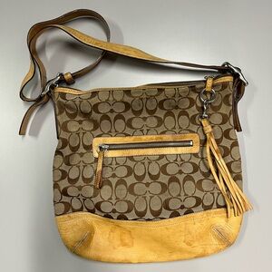 Coach Signature Hobo Leather Shoulder Bag